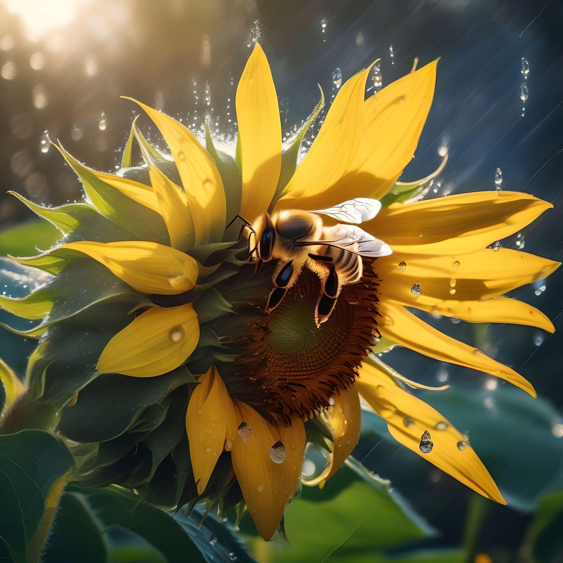 Honeybee Sunflower Diamond Art Kit