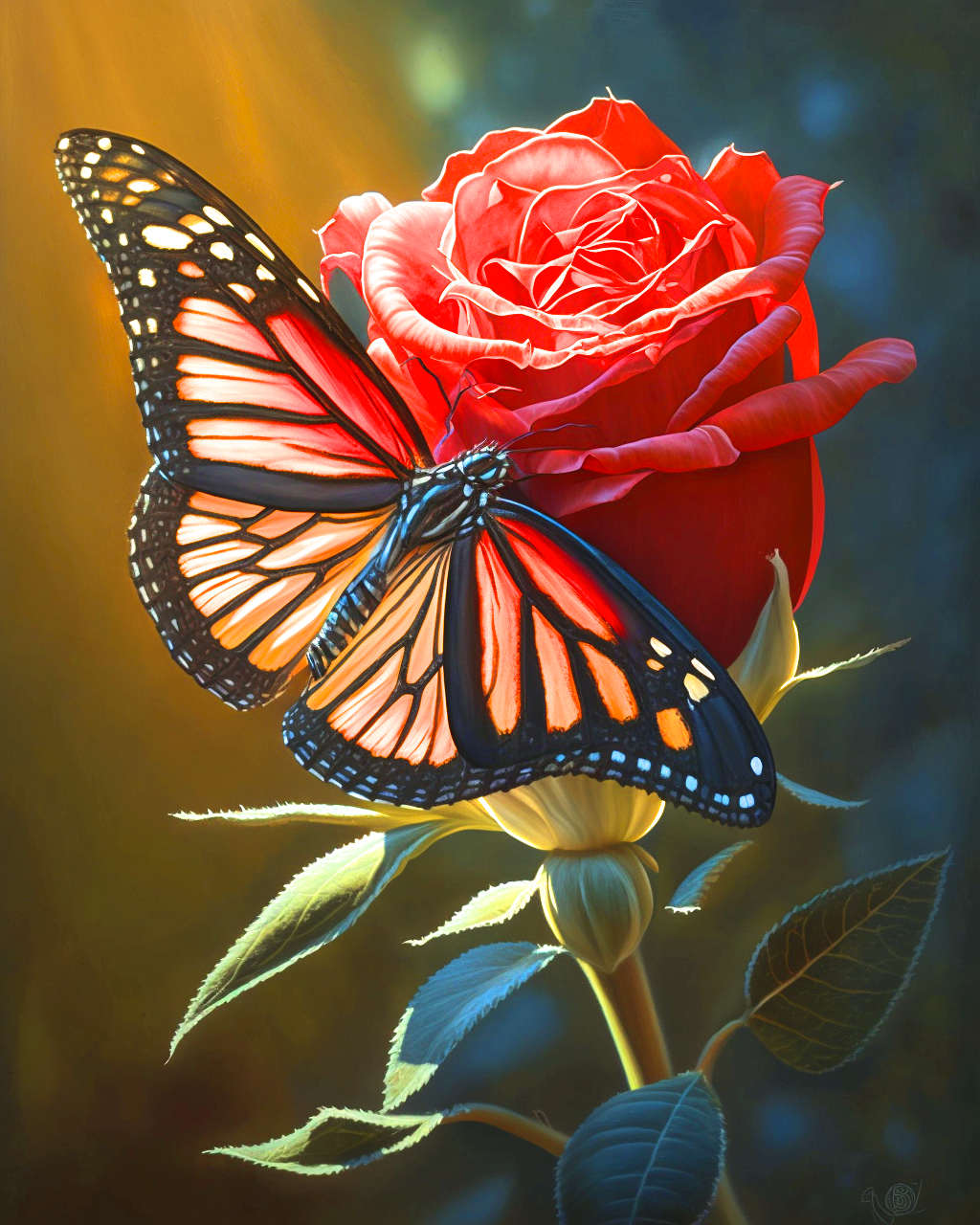 Monarch Butterfly Rose Diamond Art Kit
