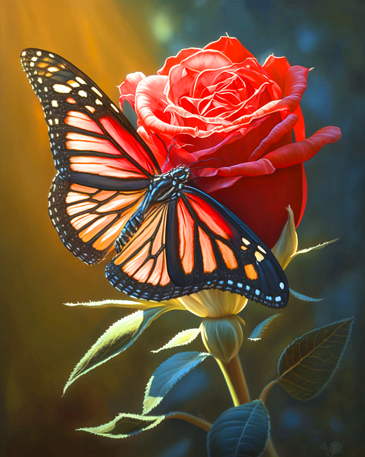 Monarch Butterfly Rose Diamond Art Kit