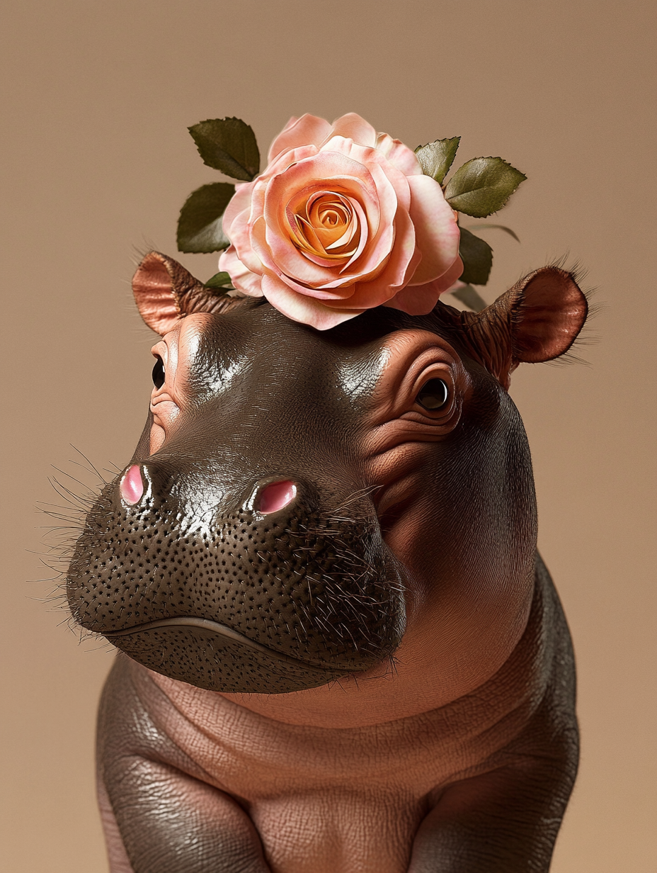 Large Rose Hippo Diamond Art Kit