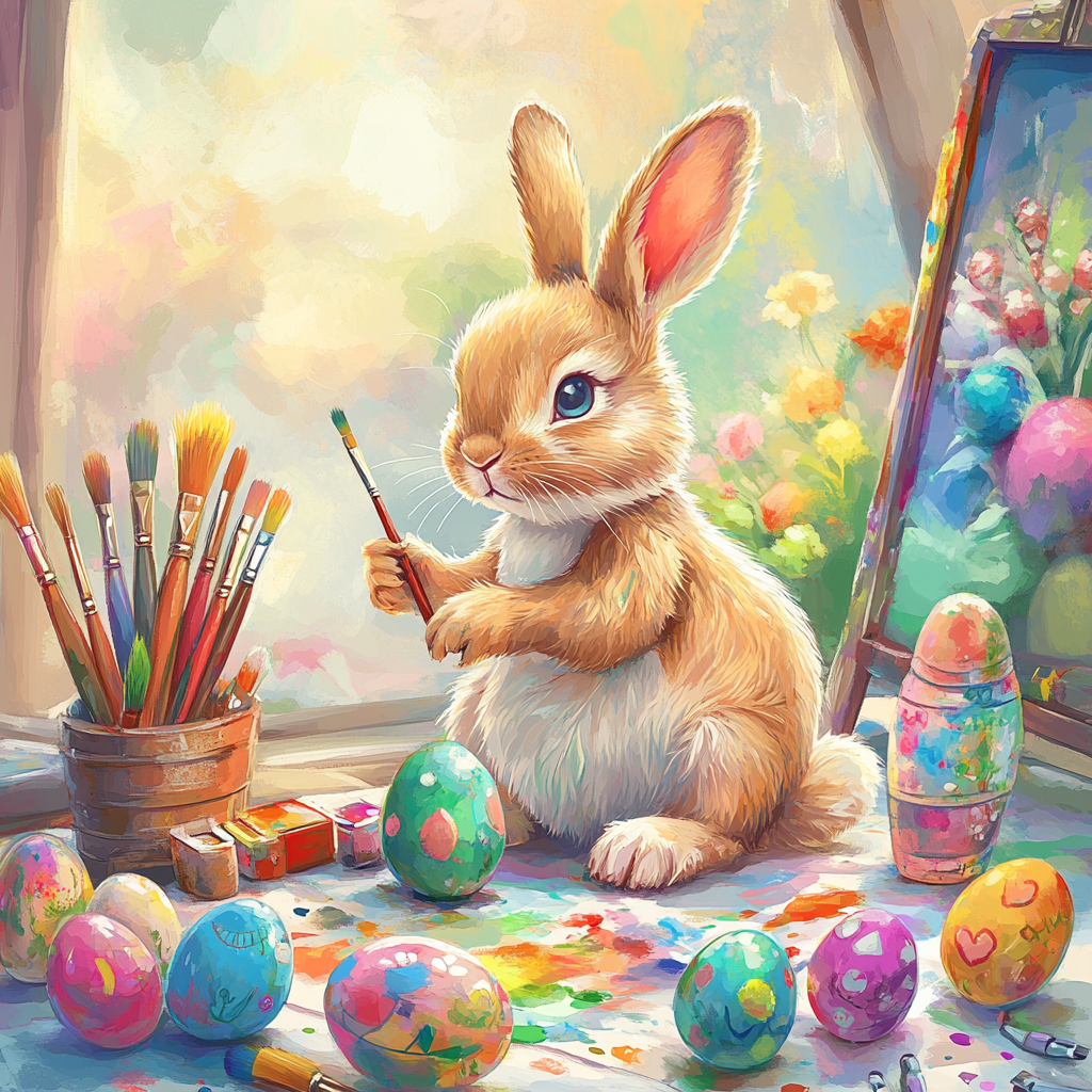 Serious Painting Rabbit Diamond Art Kit