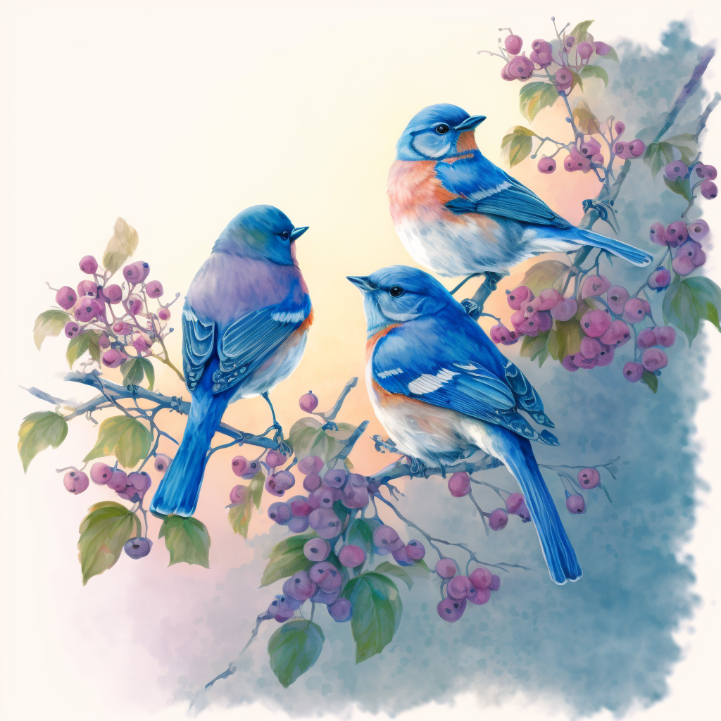 Three Bluebirds Watercolor Diamond Art Kit