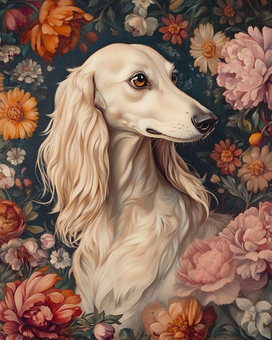 Victorian Flower Saluki Diamond Art Kit