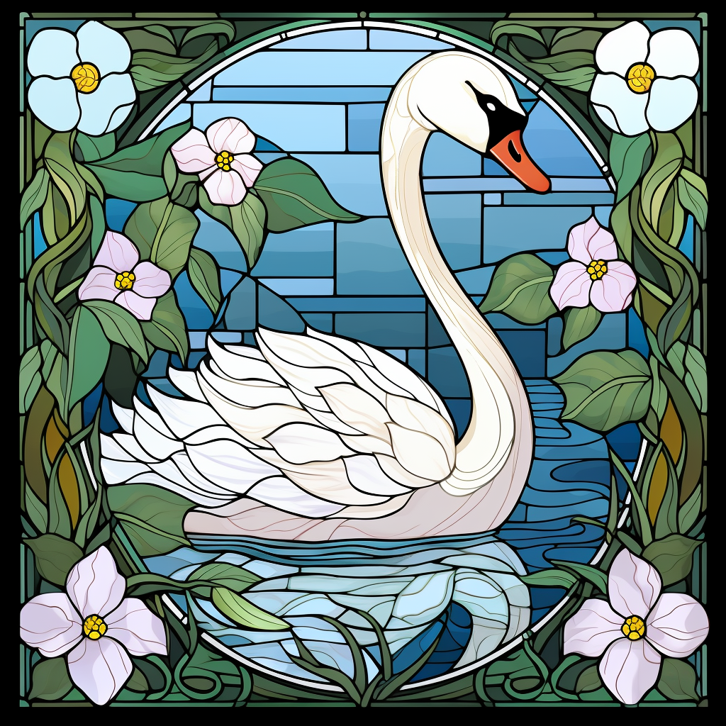 Abstract White Swan Oval Diamond Art Kit
