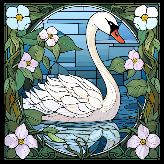 Abstract White Swan Oval Diamond Art Kit