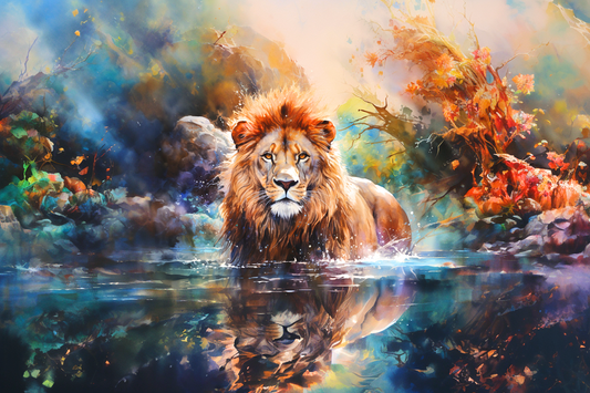 Watercolor Lion Water Diamond Art Kit