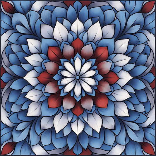 Shades Of Blue And White Mandala Diamond Art Kit
