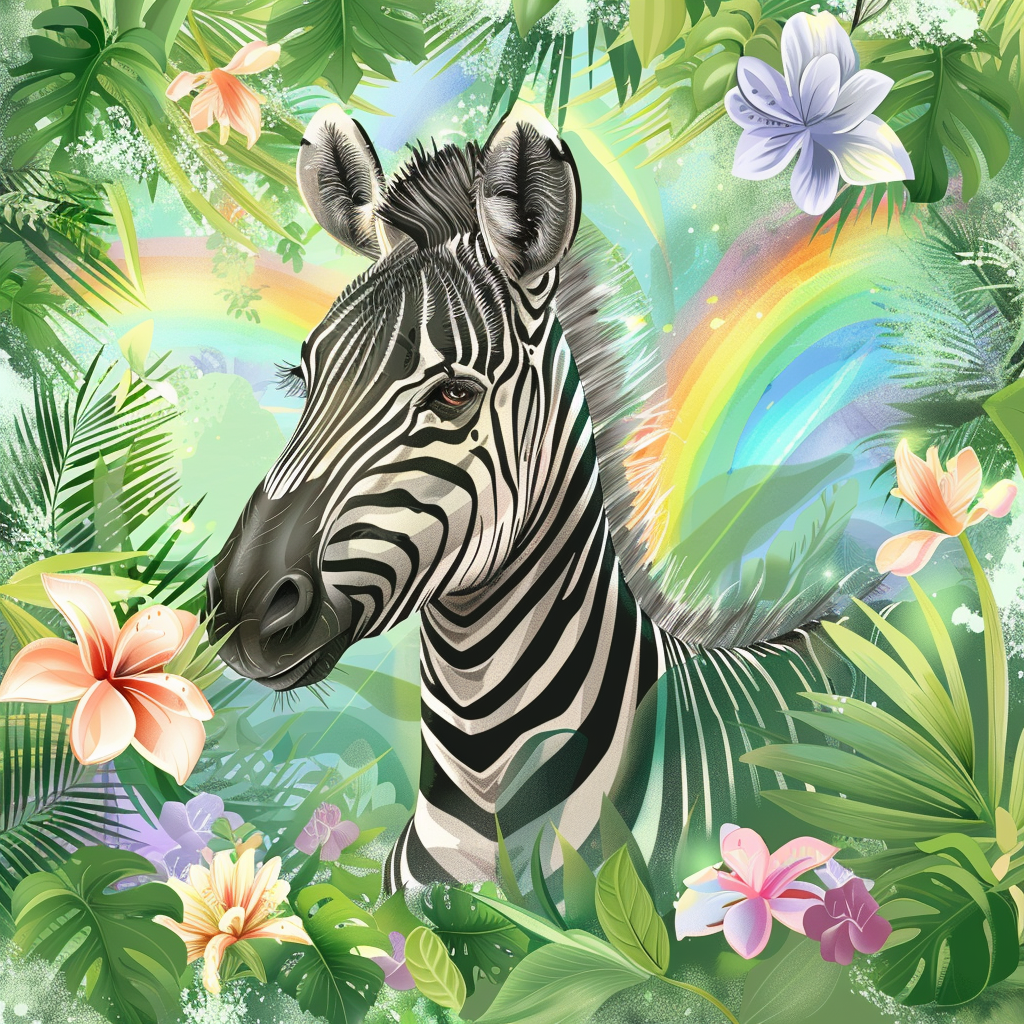 Jungle Rainbows Zebra Diamond Art Kit