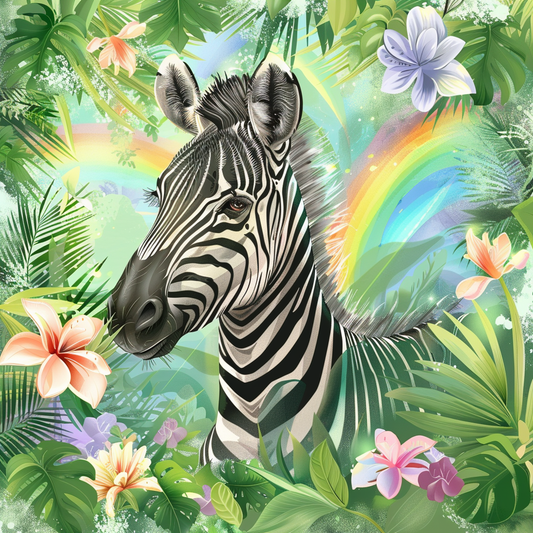 Jungle Rainbows Zebra Diamond Art Kit