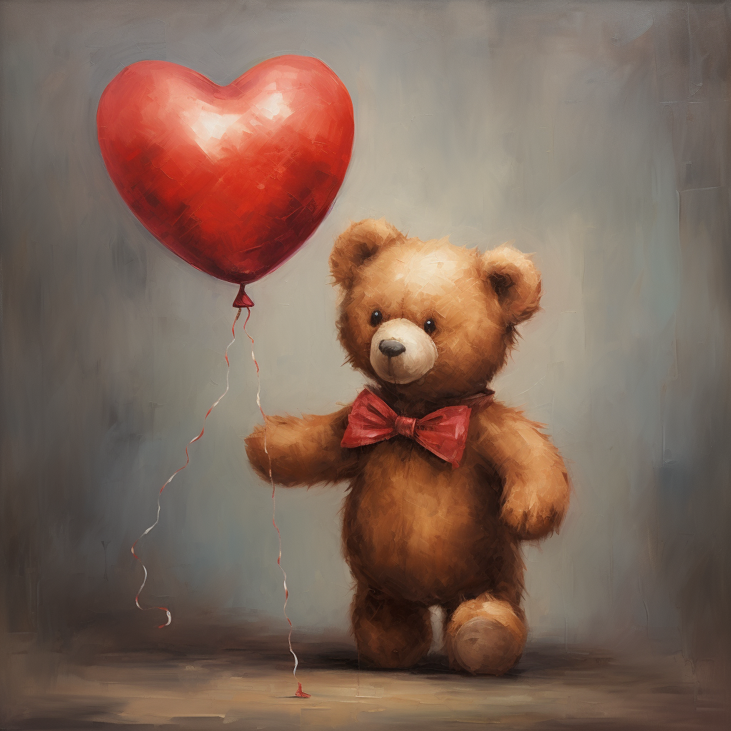 Redballoon And Bowtie Teddy Bear Diamond Art Kit