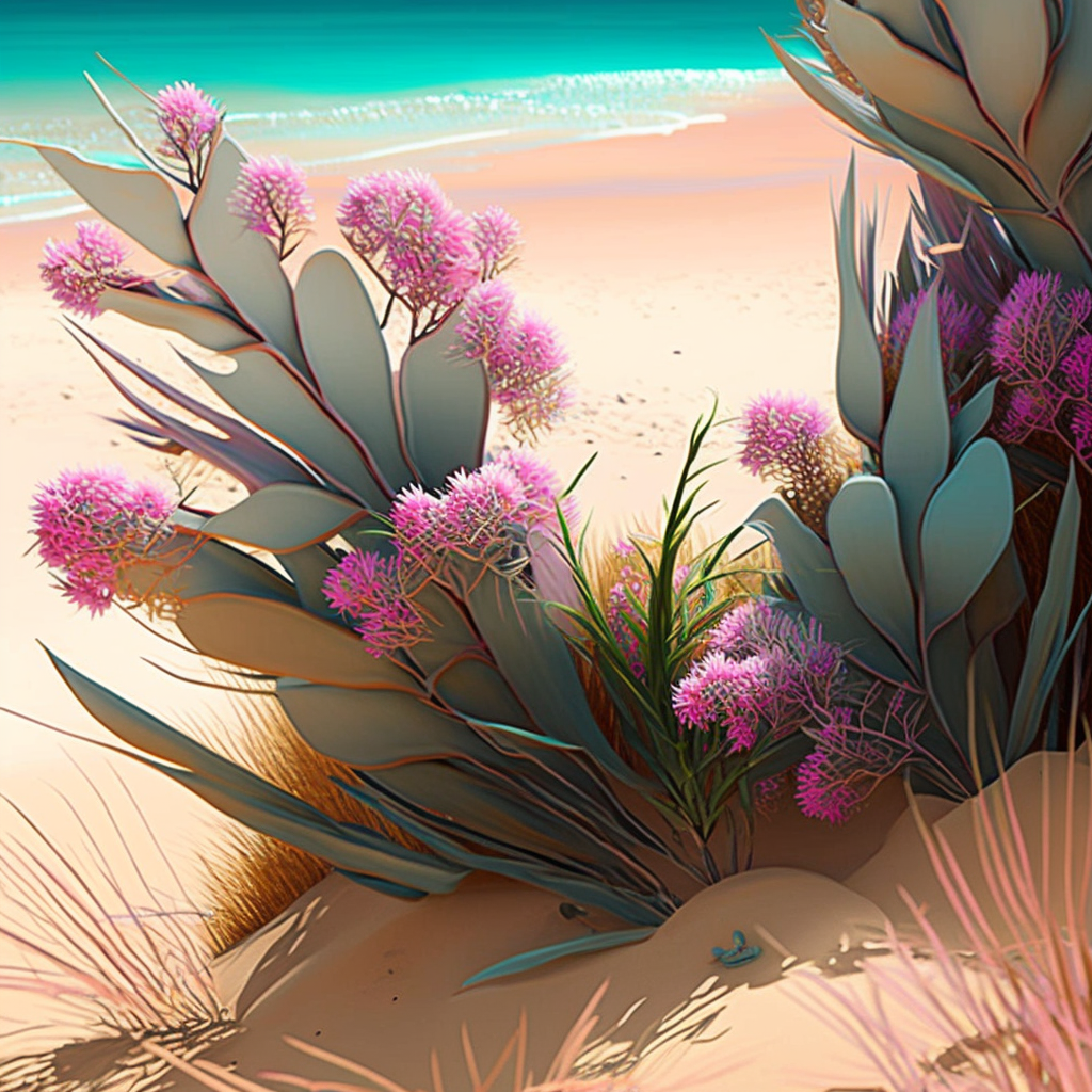 Pink Flower Beach Plant Diamond Art Kit