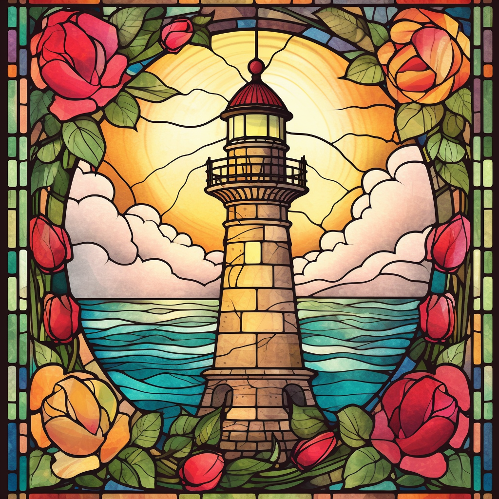 Flower And Lighthouse Abstract Diamond Art Kit