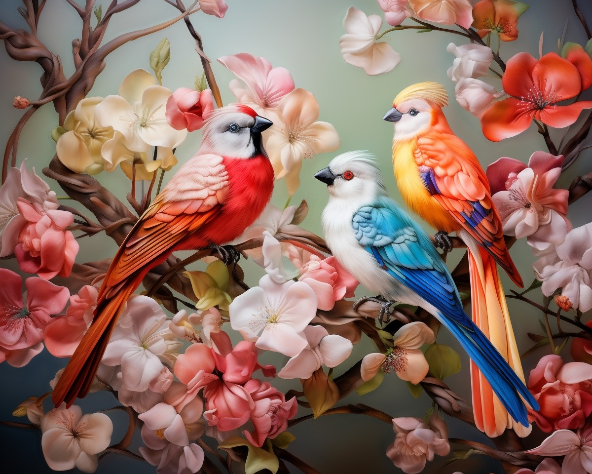 Three Colorful Abstract Birds Diamond Art Kit