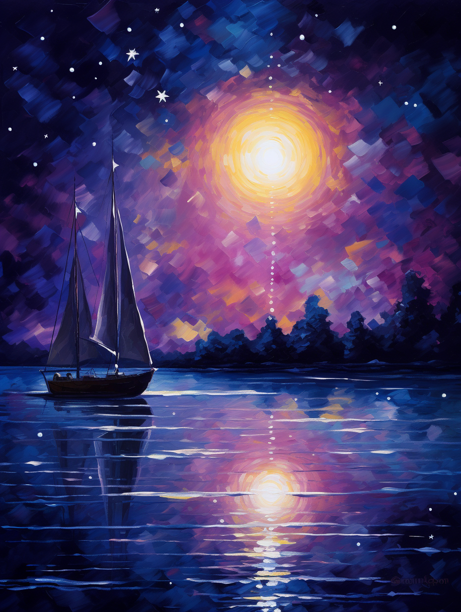 Purple Sky Sailboat Diamond Art Kit