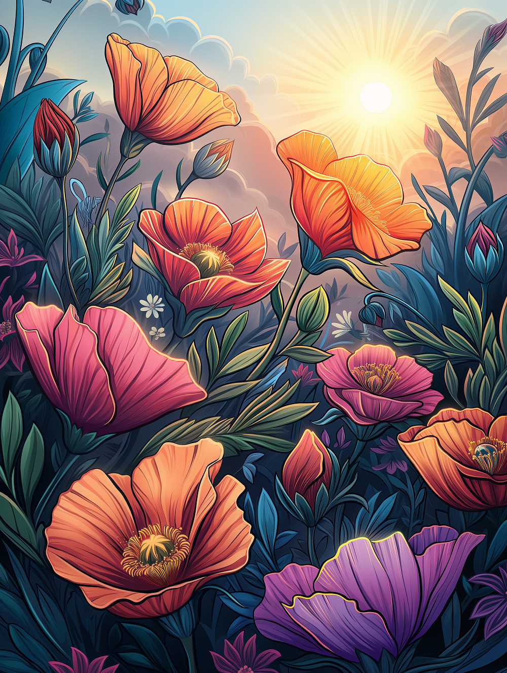 Sunrise Poppies Diamond Art Kit