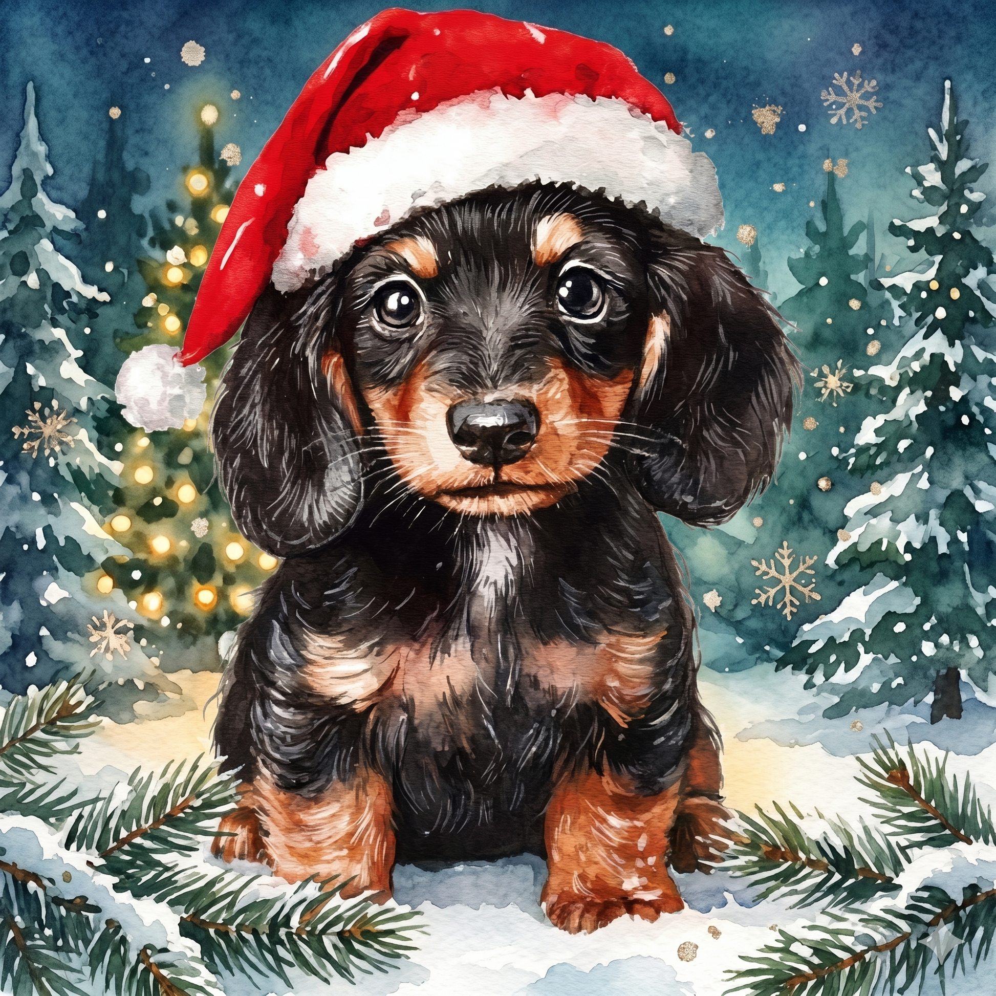 Christmas Dachshund Puppy Diamond Art Kit