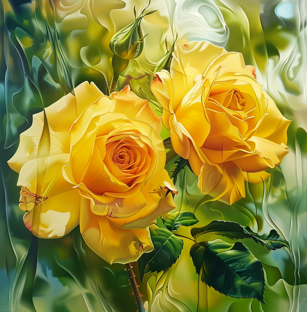 Wavy Water Yellow Roses Diamond Art Kit