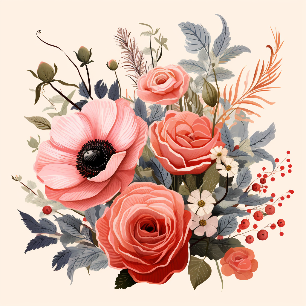 Pink Poppy And Roses Diamond Art Kit