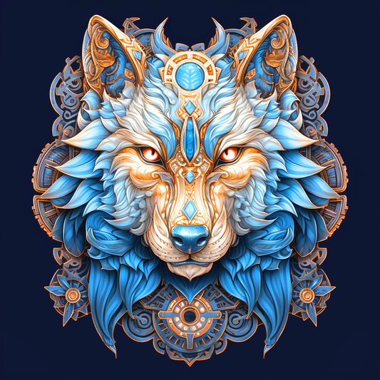 Blue Abstract Wolf Head Diamond Art Kit