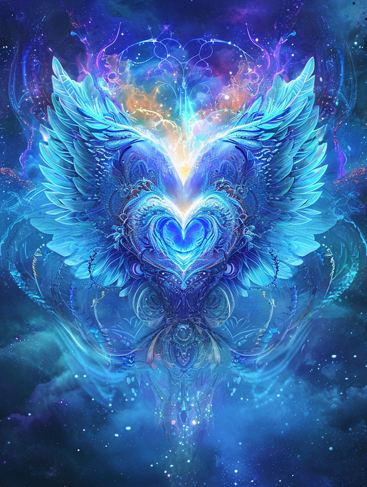 Blue Winged Heart Diamond Art Kit
