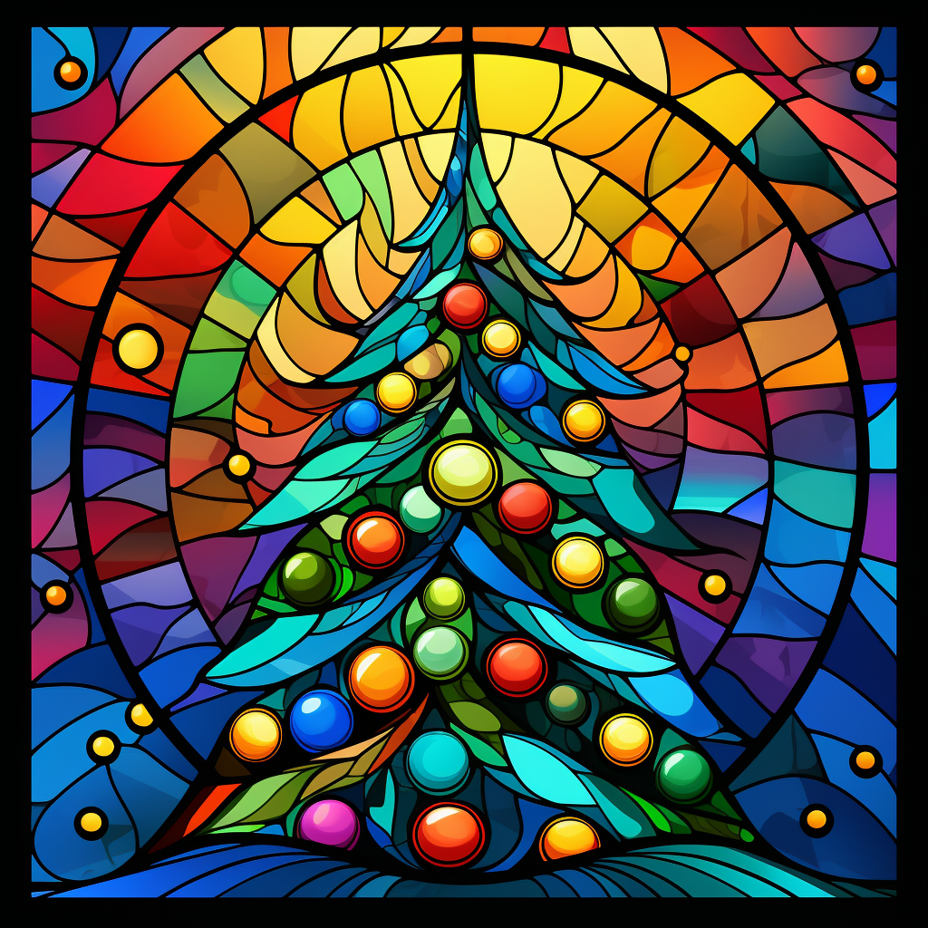 Colorful Ornament Abstract Christmas Tree Diamond Art Kit