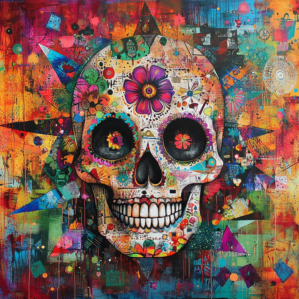 Colorful Smiling Skull Diamond Art Kit