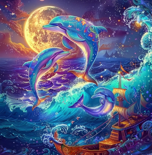 Mystical Dolphin Ship Diamond Art Kit