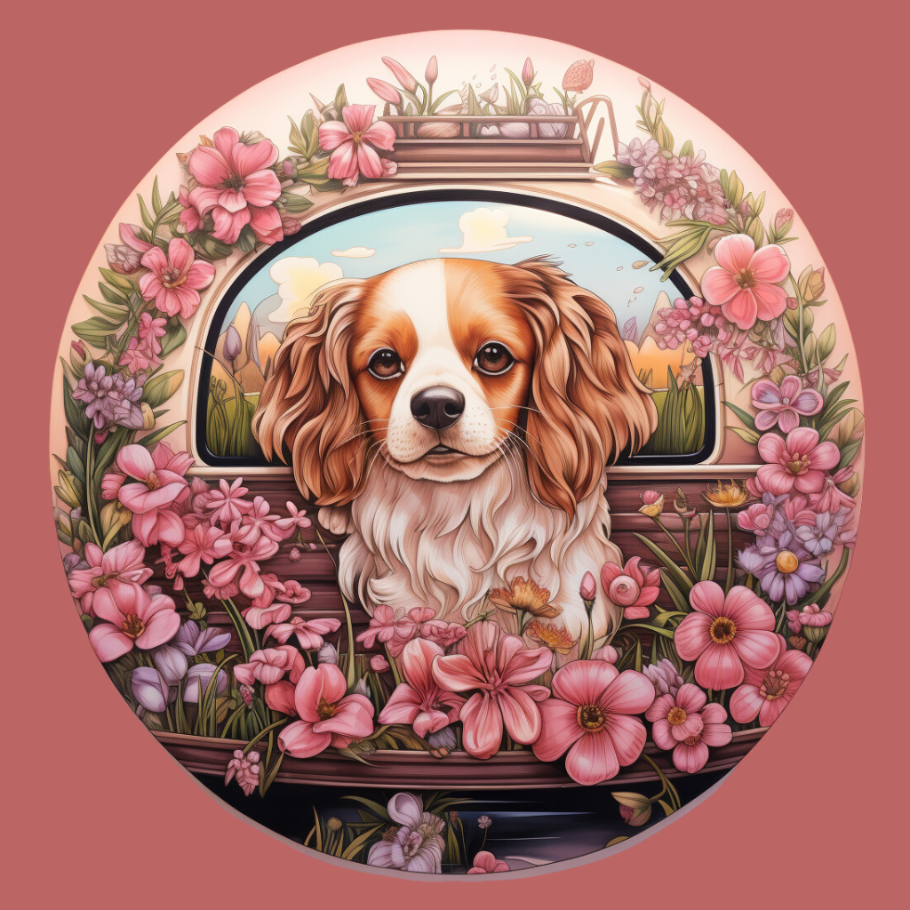 Cocker Spaniel Flower Circle Diamond Art Kit