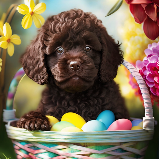 Chocolate Poodle Easter Eggs Diamond Art Kit