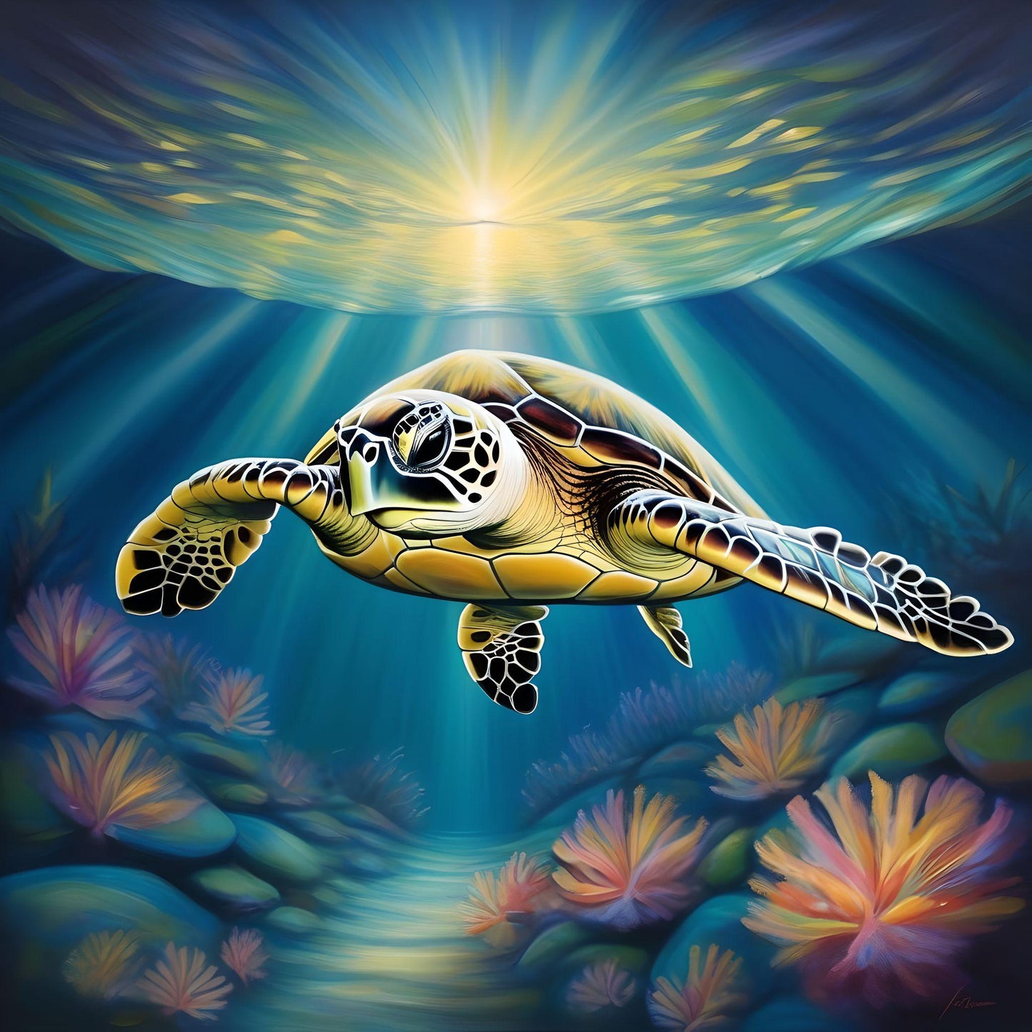 Radiant Sun Sea Turtle Diamond Art Kit