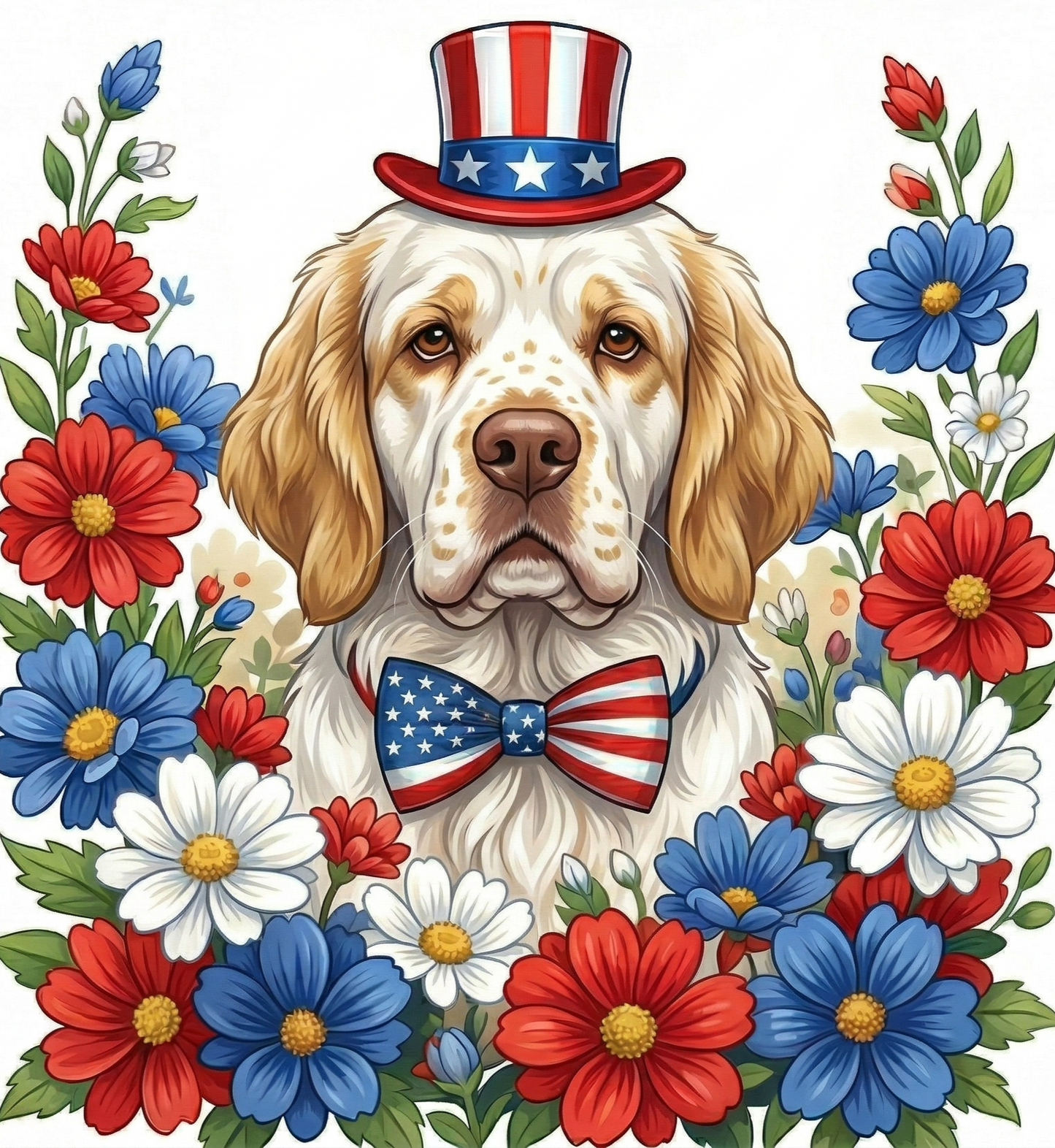 Patriotic Clumber Spaniel Diamond Art Kit