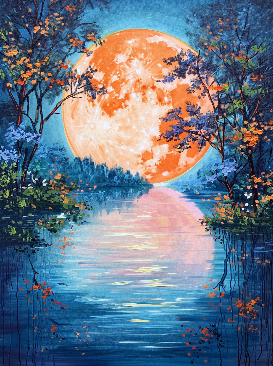 Blue Lake Moon Reflection Diamond Art Kit