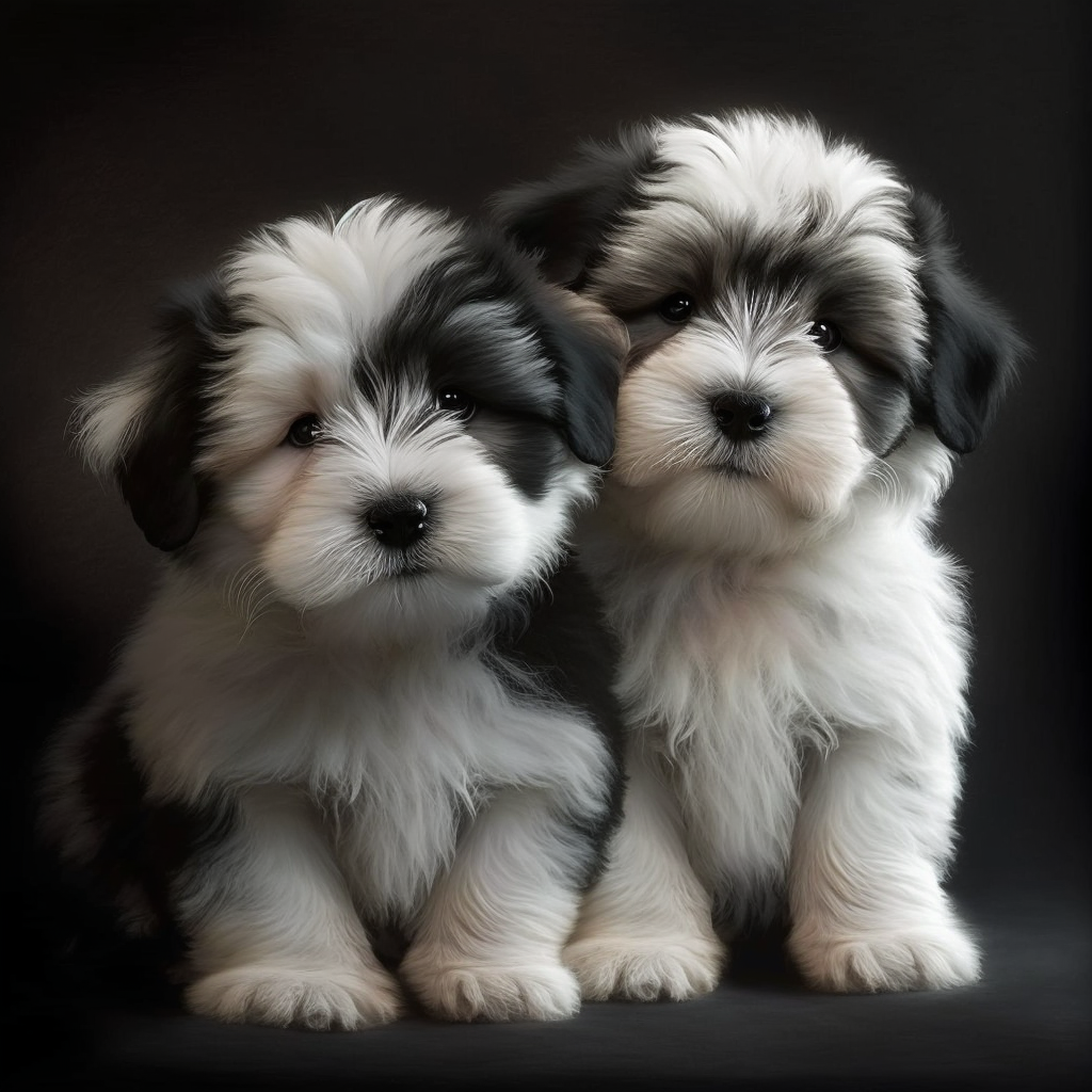 Two Black White Puppies Diamond Art Kit
