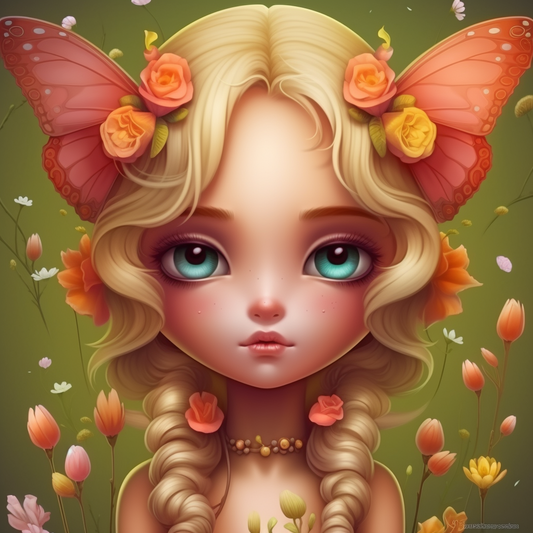 Golden Hair Butterfly Wing Girl Diamond Art Kit