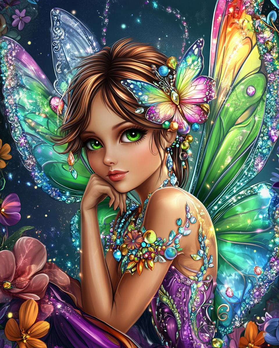 Green Eye Butterfly Fairy Diamond Art Kit