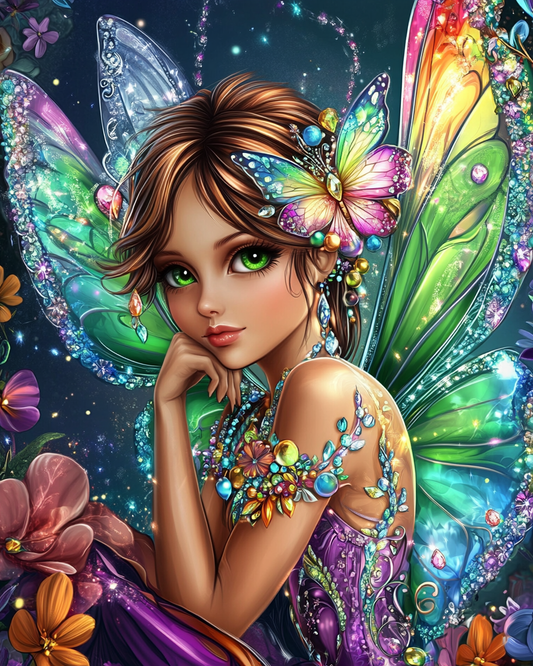 Green Eye Butterfly Fairy Diamond Art Kit