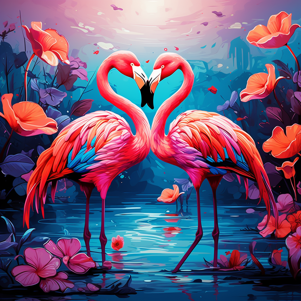 Heart Formation Flamingos Diamond Art Kit