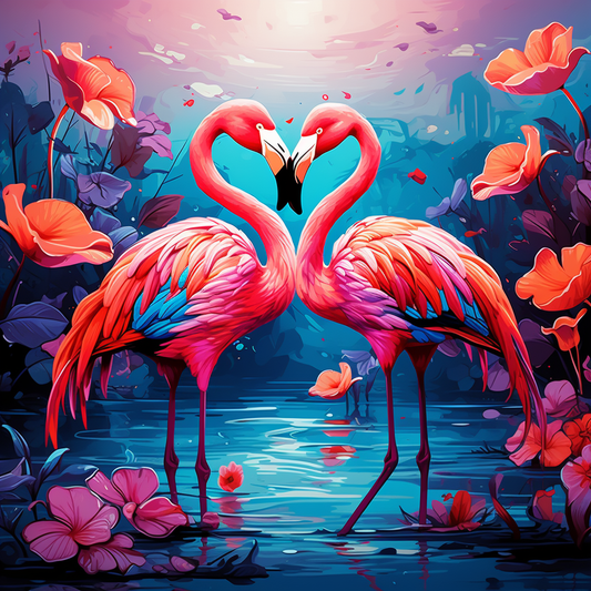 Heart Formation Flamingos Diamond Art Kit