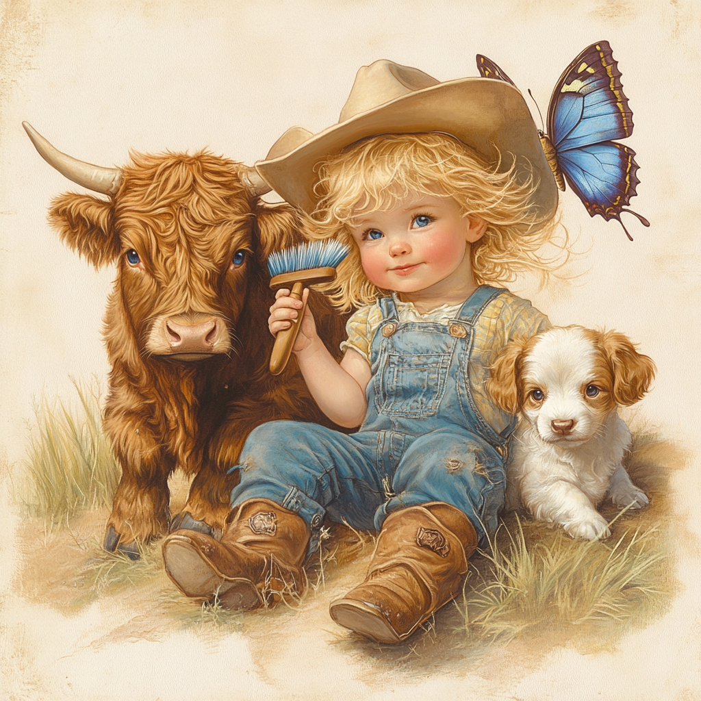 Blue Butterfly Cowgirl Diamond Art Kit