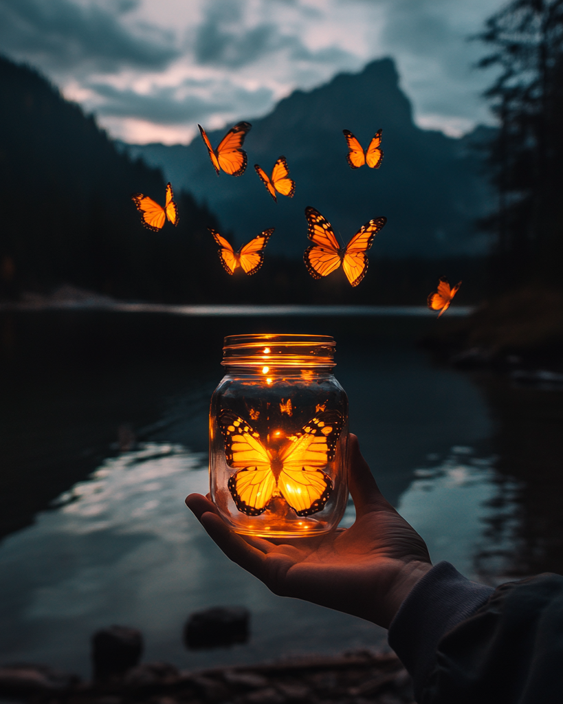 Flying Orange Butterflies Diamond Art Kit