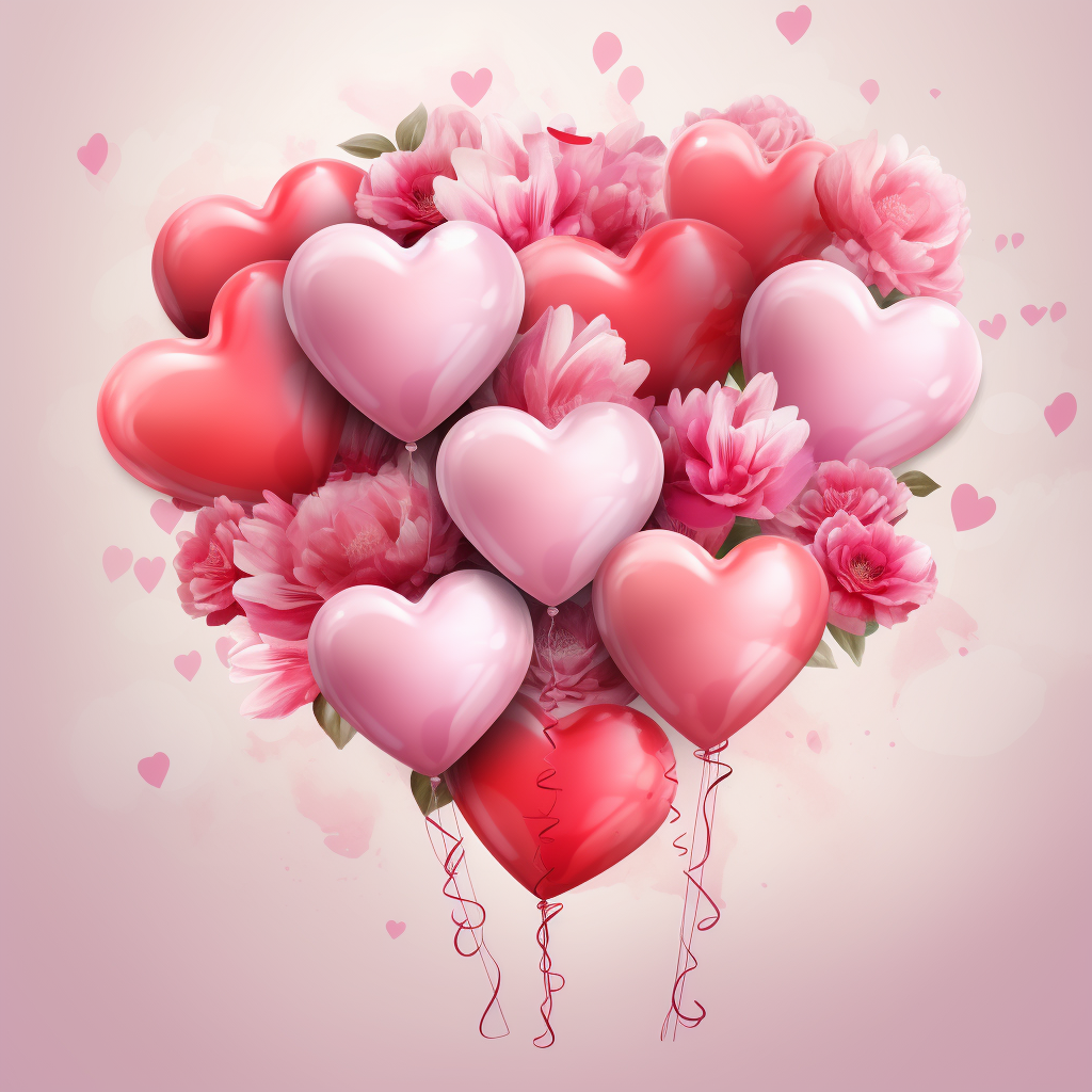 Heart Balloons And Flowers Diamond Art Kit
