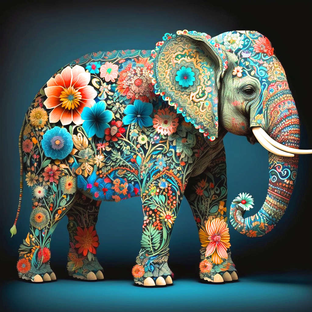 Flower Power Elephant Diamond Art Kit