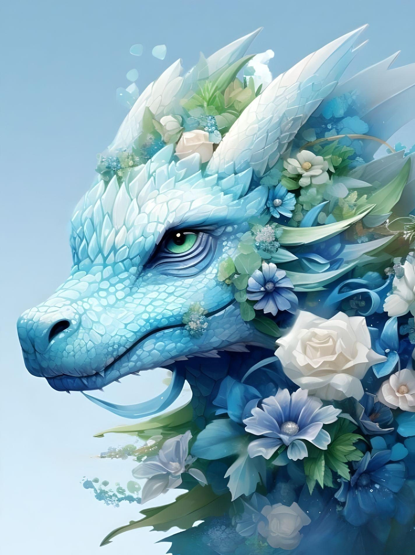 White Rose Dragon Diamond Art Kit