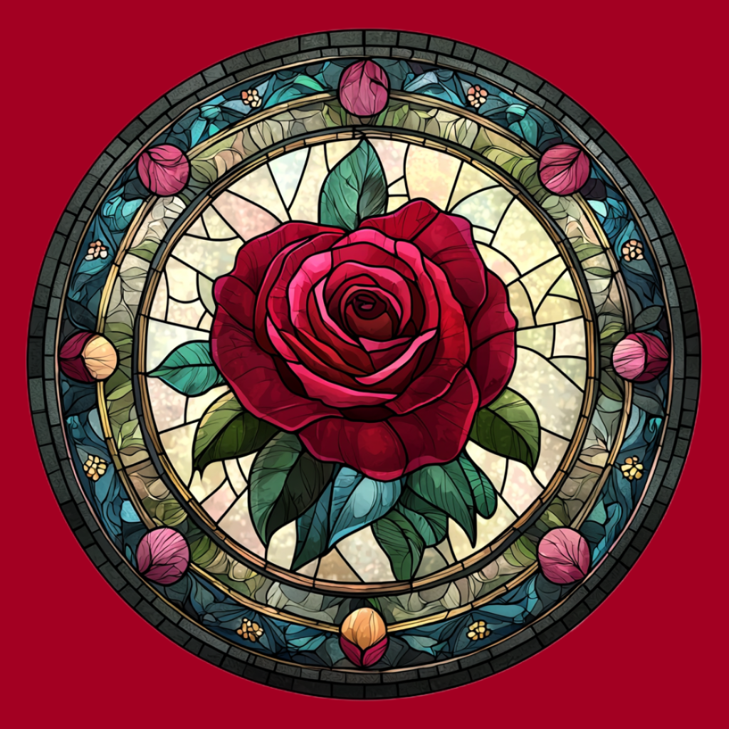 Red Rose Abstract Circle Diamond Art Kit