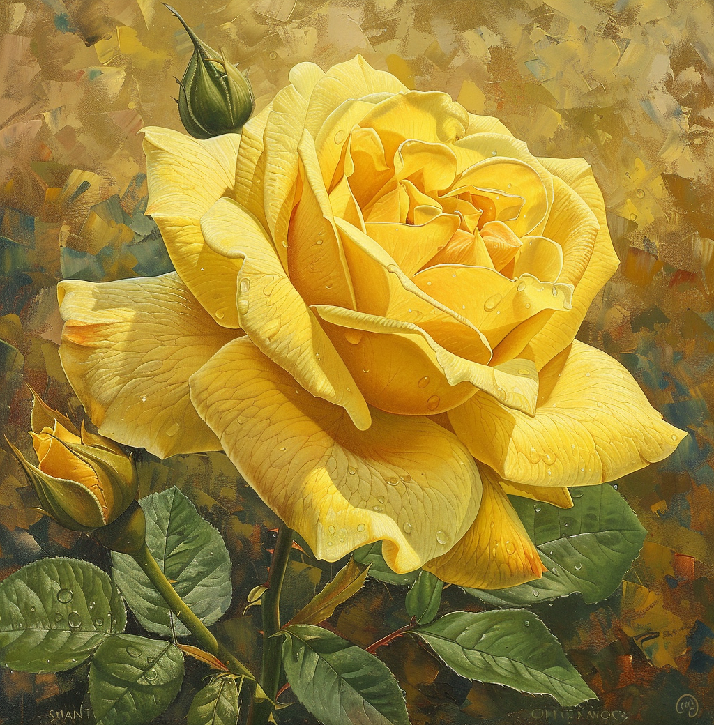 Large Yellow Dewdrop Rose Diamond Art Kit
