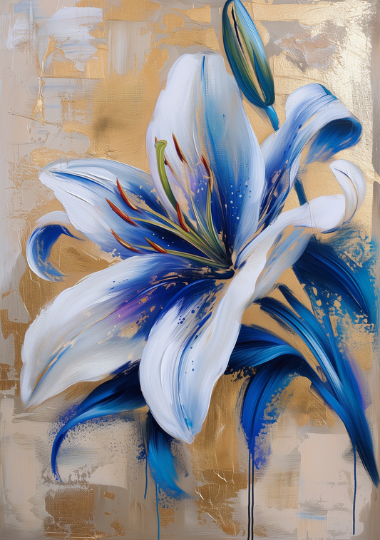 Blue White Lily Diamond Art Kit