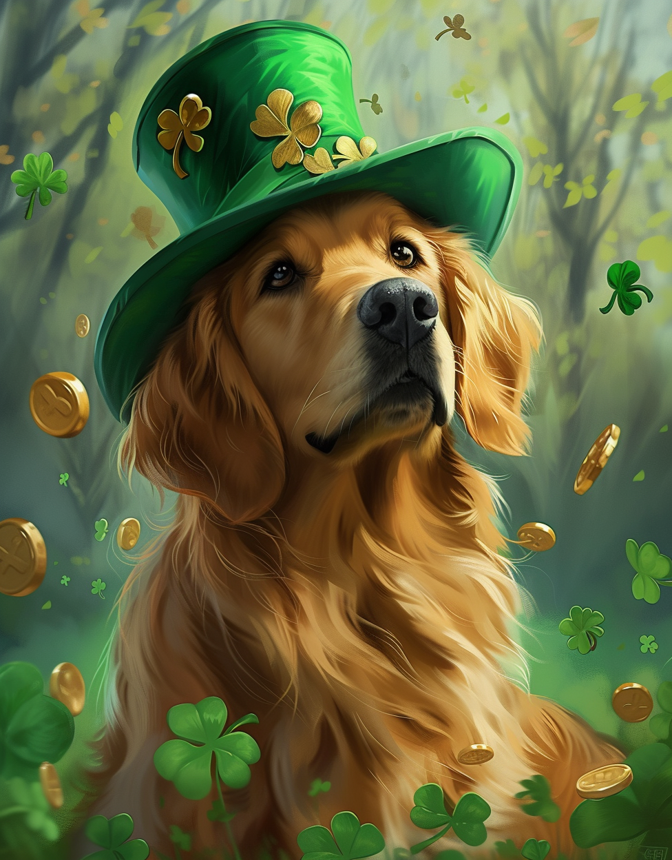Green Top Hat Irish Setter Diamond Art Kit
