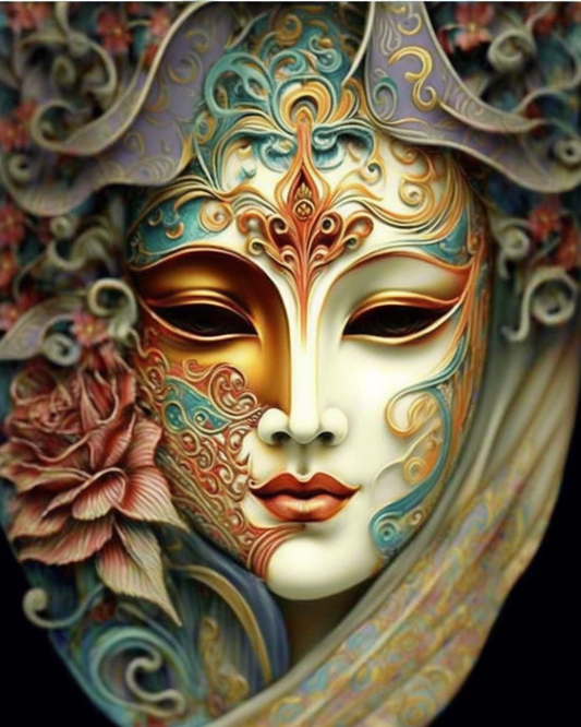 Gold Porcelain Mask Diamond Art Kit