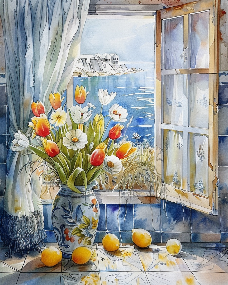 Yellow Lemons And Flower Vase Diamond Art Kit