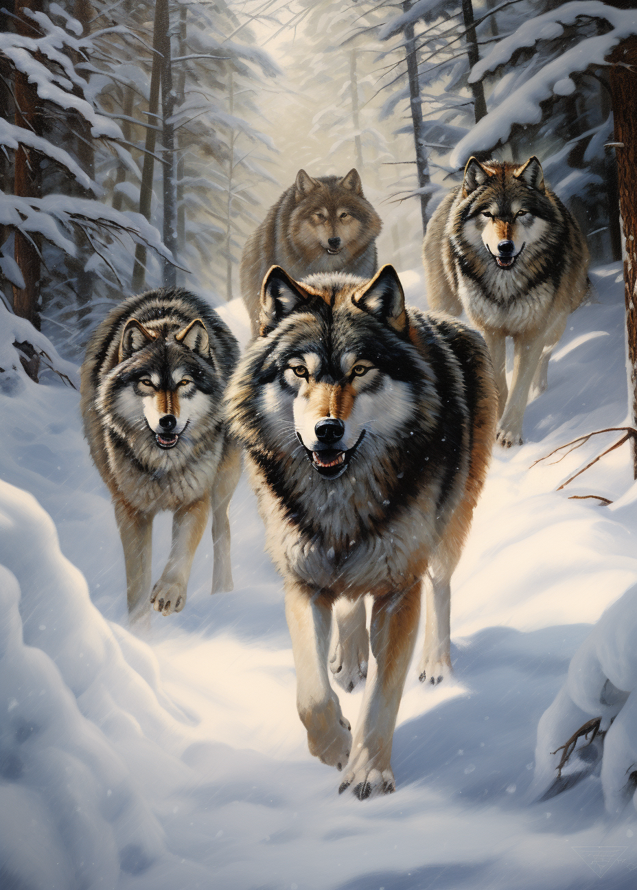 Wolfpack In The Snow Diamond Art Kit